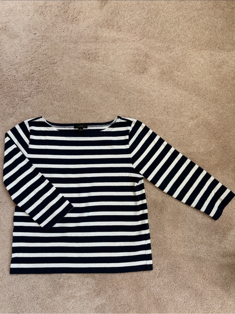 J. Crew Navy and White Classic Mariner Striped Boatneck Top